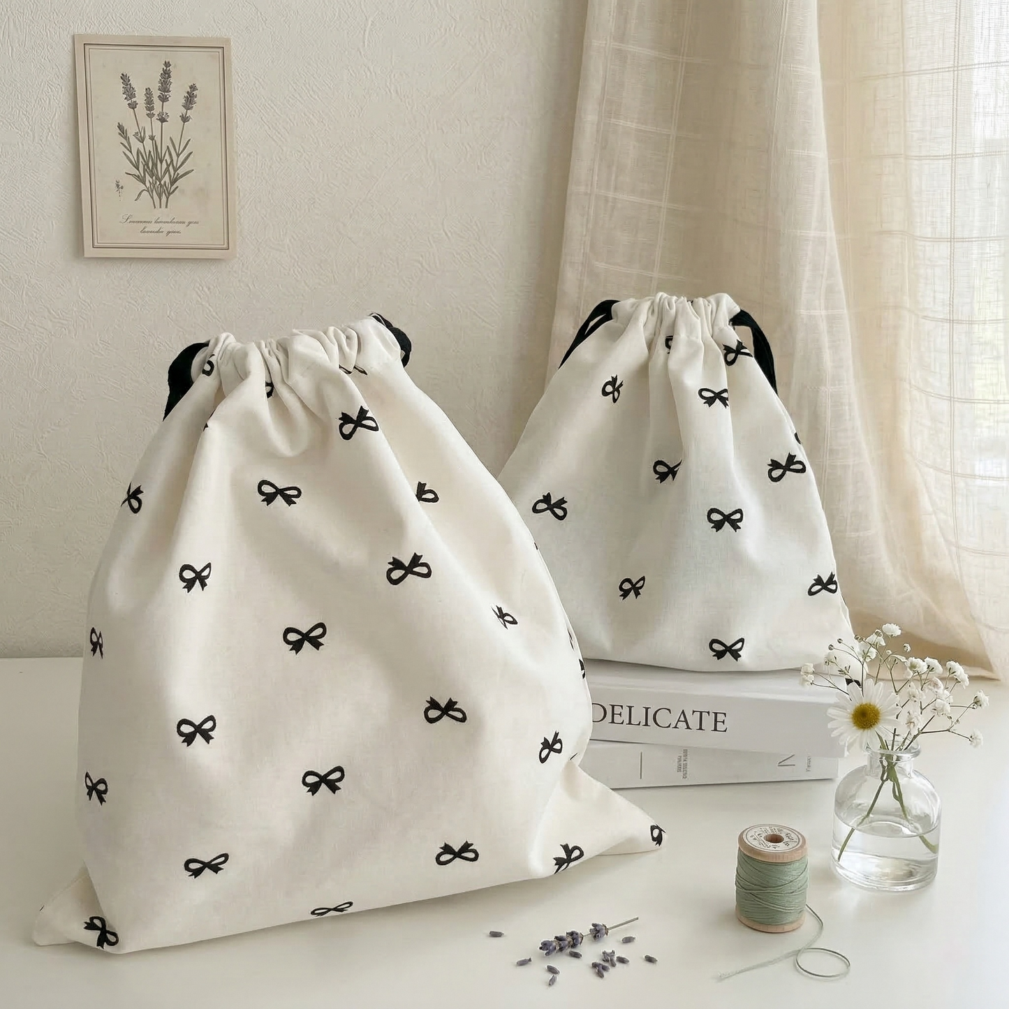 Ribbon Bow Drawstring Pouch